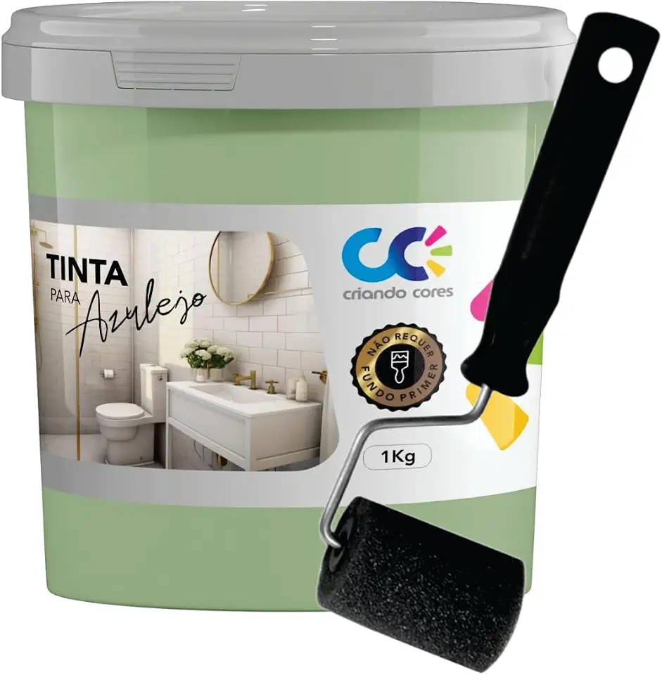 Tinta para Azulejo Menta 1,0kg Base Água Fosca Alta Cobertura Sem Primer Secagem Rápida para Banheiro e Cozinha