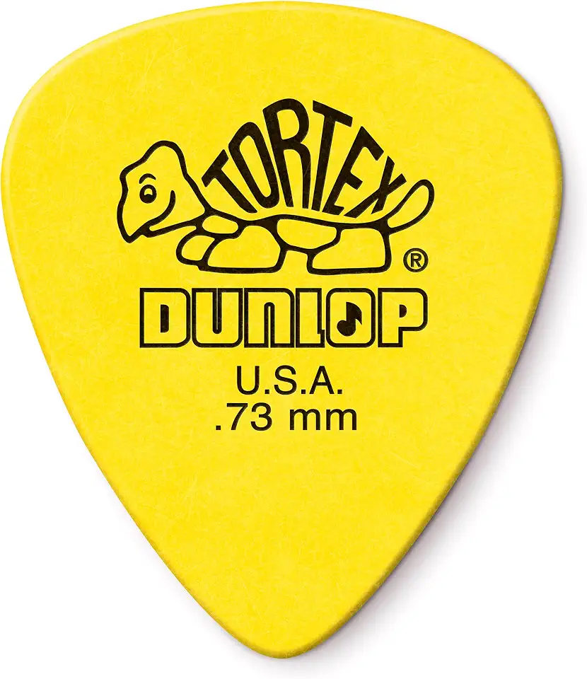 Palheta de guitarra amarela Dunlop Tortex Standard .73 mm, pacote com 12