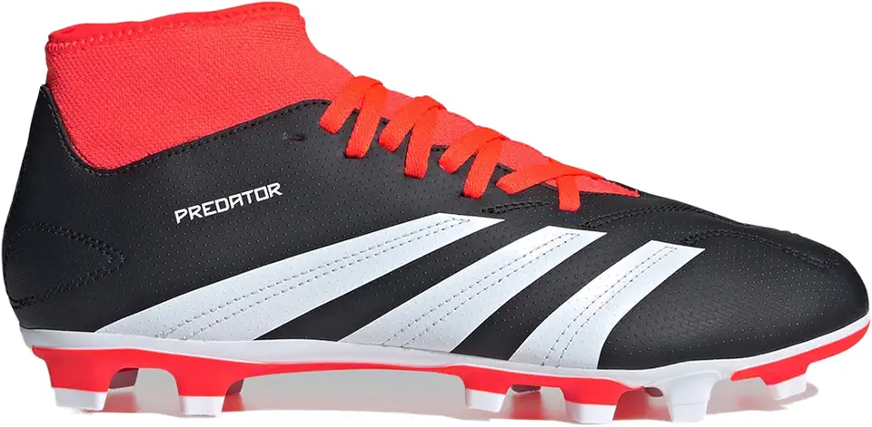 Chuteira Adidas Predator 24 Club Sock FxG Campo Preta e Vermelha