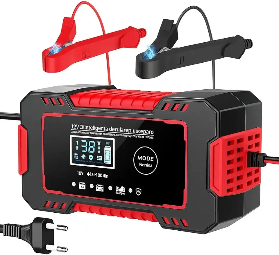 Carregador de Bateria Inteligente 12V Bivolt Para Carro Moto Caminhão Display Digital Proteção Contra Curto Sobrecarga e Superaquecimento Linha Premium Automotiva