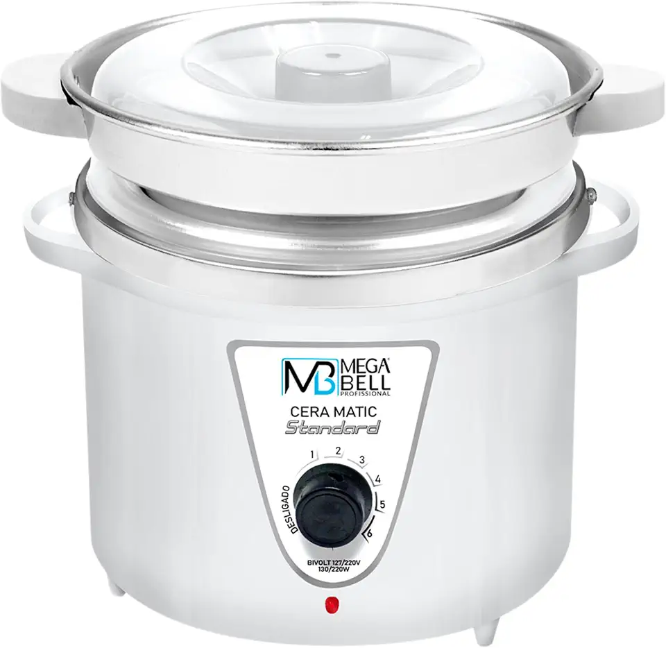 Mega Bell, Panela aquecedora de cera para depilação, Termocera, Cera-Matic Standard, Com refil, Bivolt, 900g, Branca