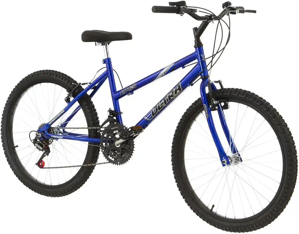 Bicicleta de Passeio Ultra Bikes Esporte Aro 24 Reforçada Freio V-Brake – 18 Marchas Azul