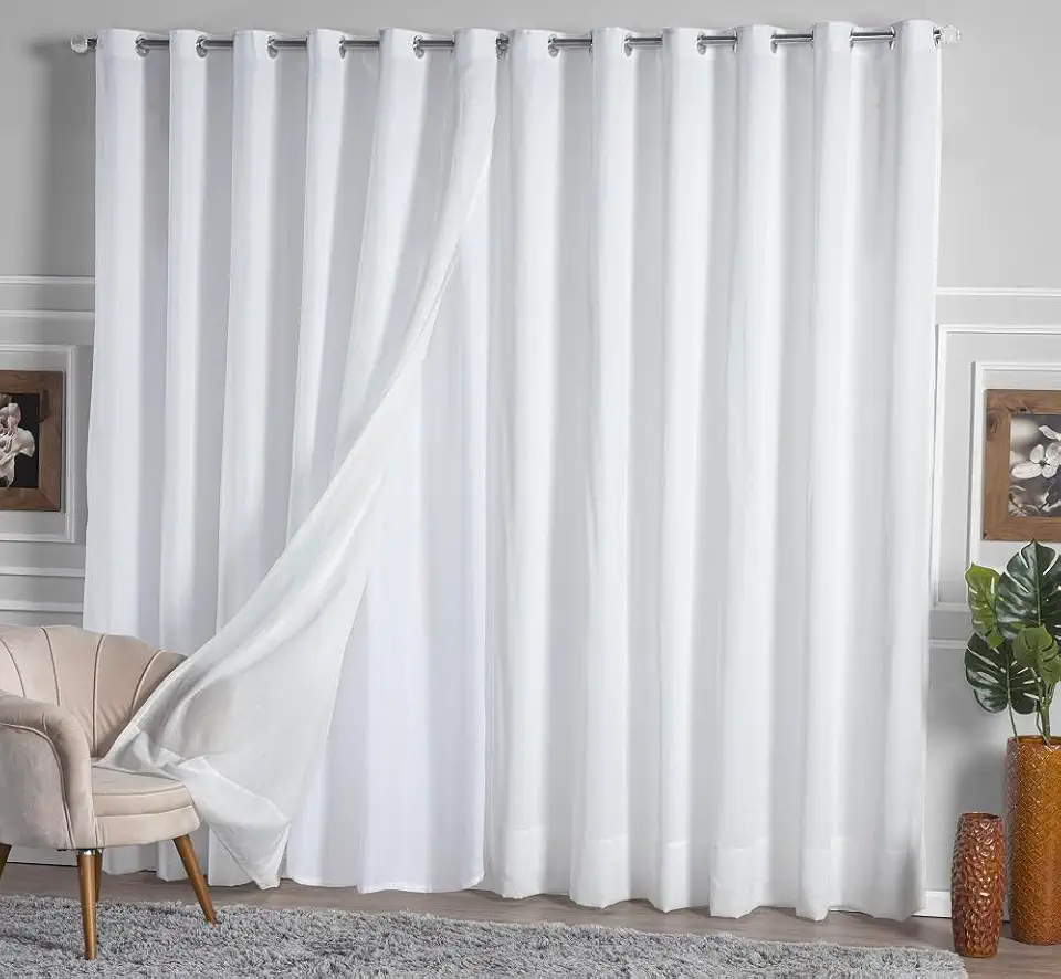 Cortina Linho Flame Voil de Gaze 4,00m x 2,50m c/Forro e Abraçadeira Branco