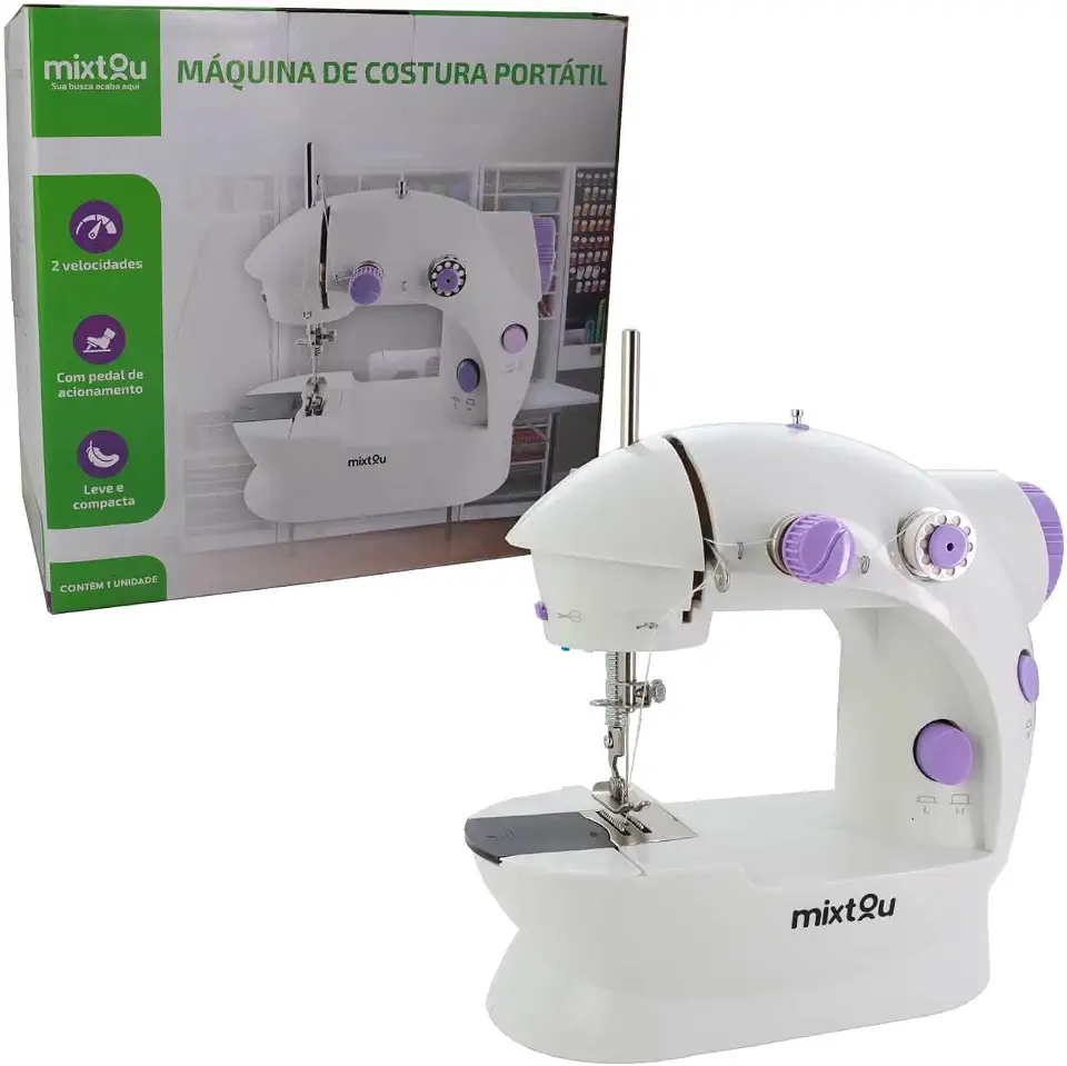 Mixtou Mini Máquina de Costura Reta Countertech FH-SM202 Portátil, Branca, 110V 220V