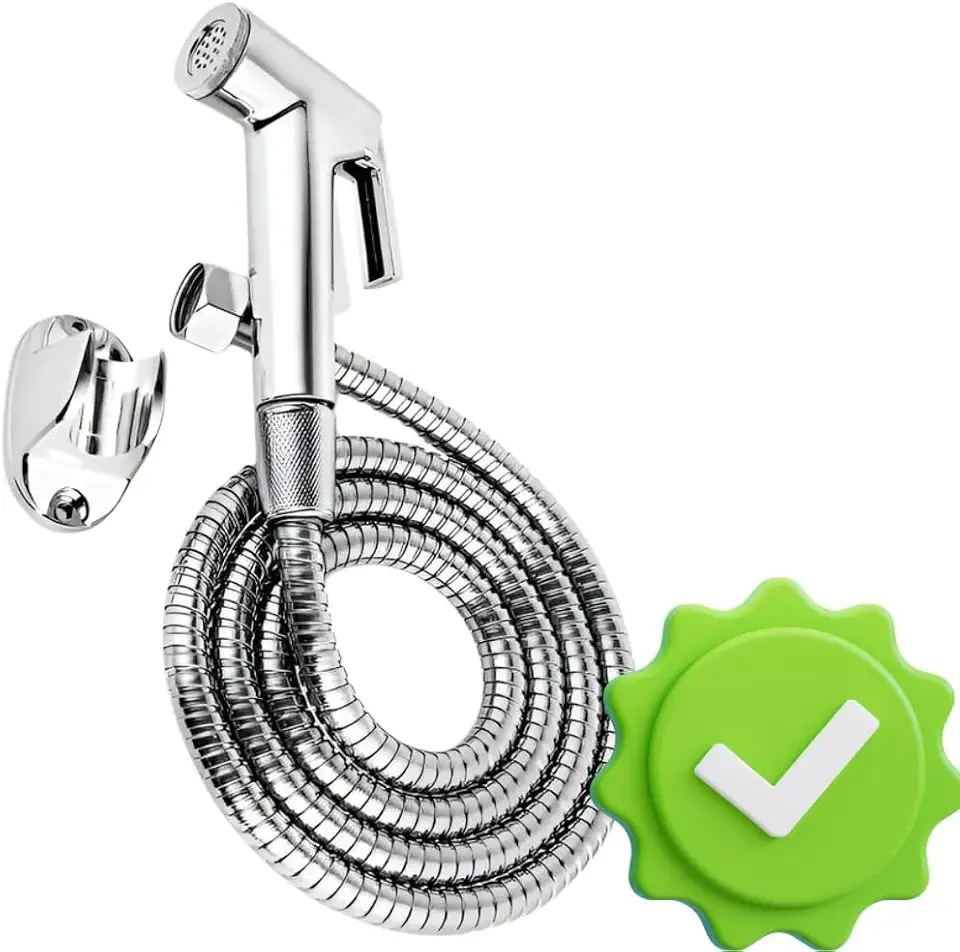 Ducha Higiênica Premium Inox com Registro Dupla Saída, Suporte e Mangueira 150 cm