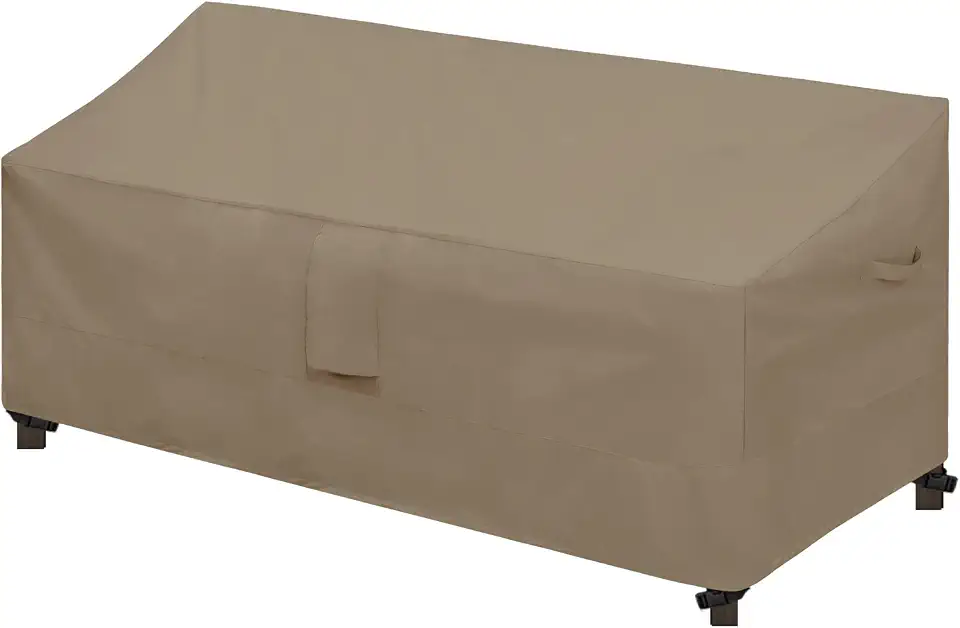 Easy-Going Capa impermeável para sofá de pátio, resistente a UV, 3 lugares, para ambientes externos, à prova de intempéries, gramado e costura selada (213 cm L x 94 cm P x 99 cm A, camelo)