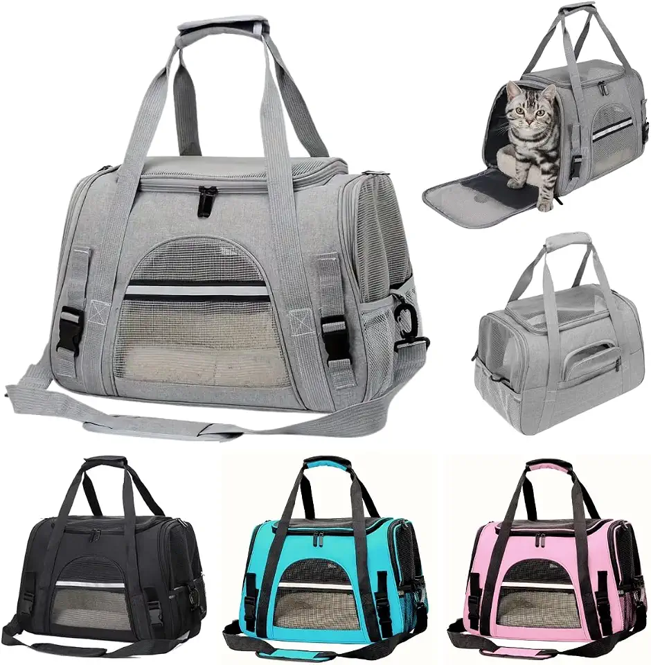 Bolsa Pet Transporte Viagem Avião Para Cães Gatos Luxo (cinza)