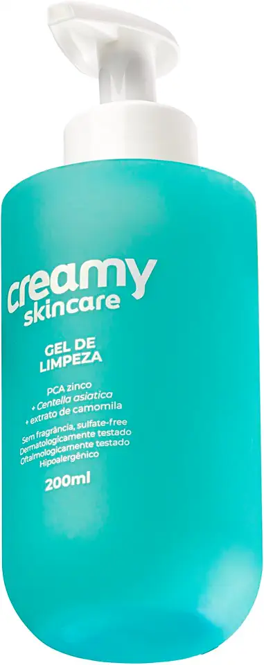 Creamy Skincare Gel de Limpeza 200ml | Limpa Profundamente, Sem Fragrância e Livre de Sulfatos, Remove Impurezas e Regulariza a Oleosidade | Peles Oleosas e/ou Mistas