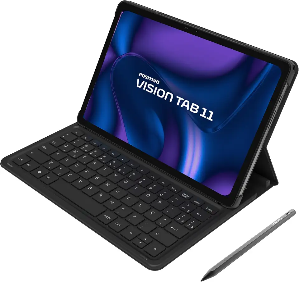 Tablet Positivo Vision TAB11 com Capa Teclado + Caneta 4GB RAM 128GB Wi-fi AC e 4G Octa Core 13MP + 5MP 6000mAh Tela 11“ Full HD IPS - Preto