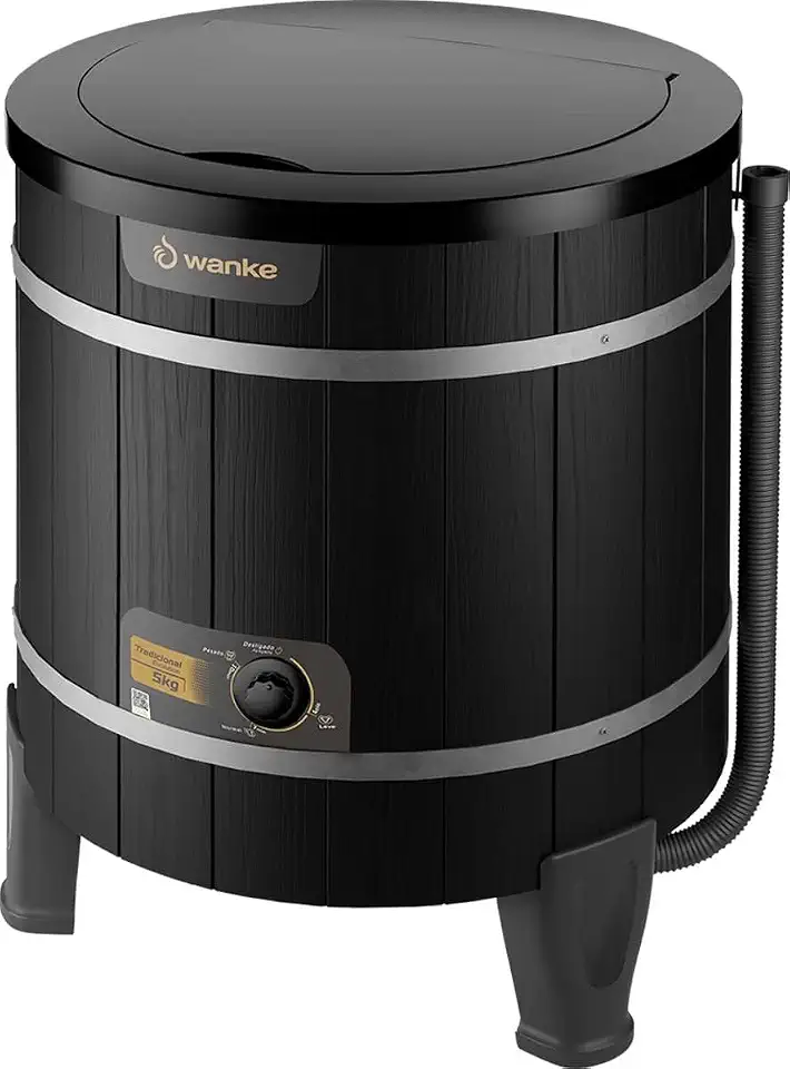 Lavadora de Roupas 5kg Tradicional Evolution, Máquina Bate Bate Semiautomática Black Wanke 220V