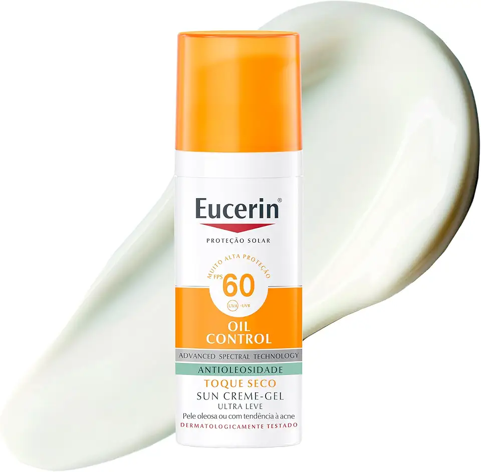 EUCERIN Protetor Solar Facial Oil Control FPS 60 50ml, Antioleosidade, Rosto, Proteção UVA, UVB e Luz Visível
