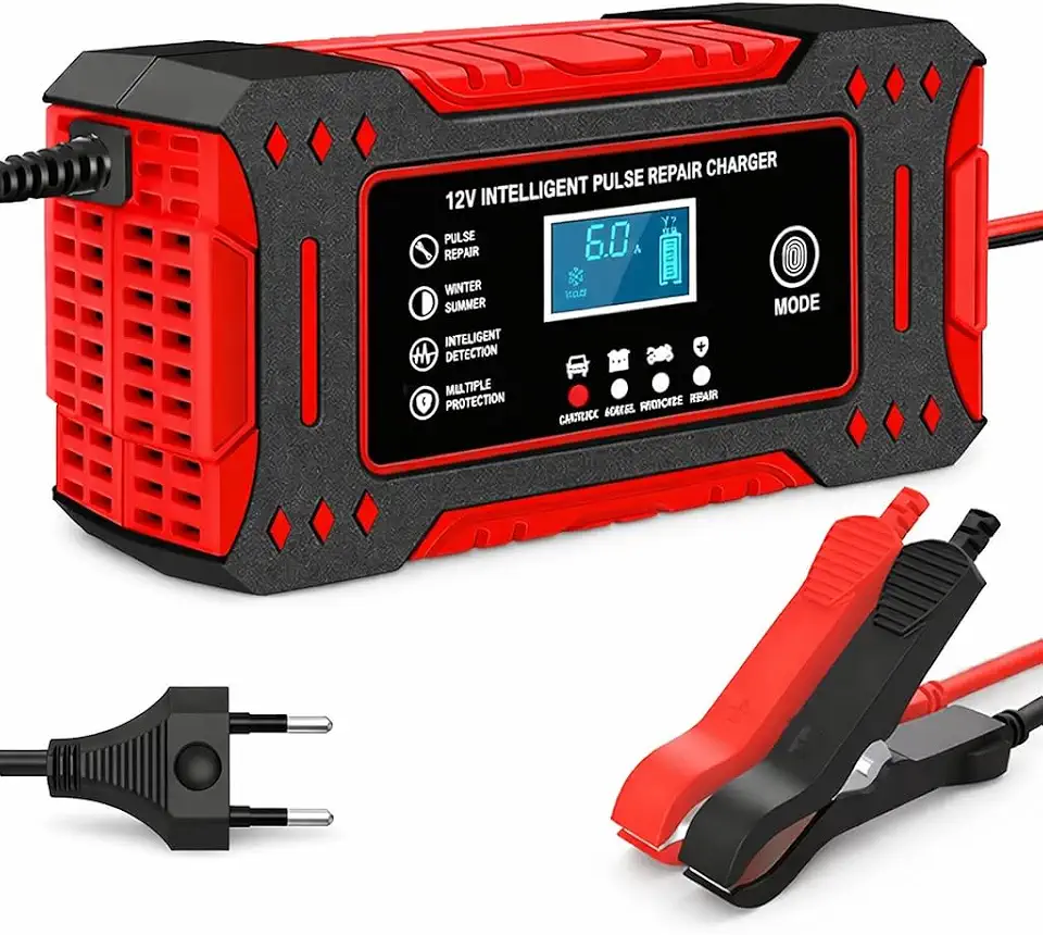 Carregador De Bateria Inteligente 12V Bivolt Com Reparo De Bateria Carregamento Rápido Seguro Protege Contra Sobrecarga e Superaquecimento Display Digital Ideal Para Carro e Moto Linha Premium