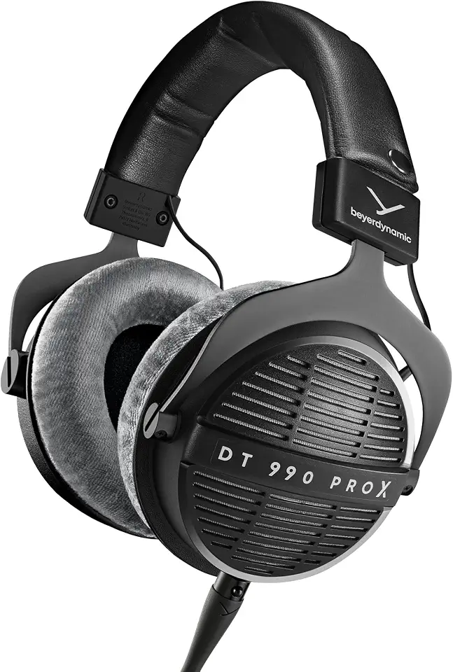 beyerdynamic Fones de ouvido com fio DT 990 Pro X Over-Ear Studio para mixagem, masterização e edição (aberto) com cabo removível feito à mão na Alemanha (48 Ohms, preto)