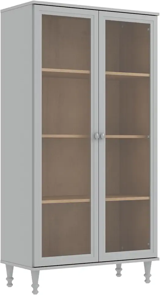 Cristaleira Estante Para Livros Ditália 2 Portas Vidro E-957 Cor:cinza