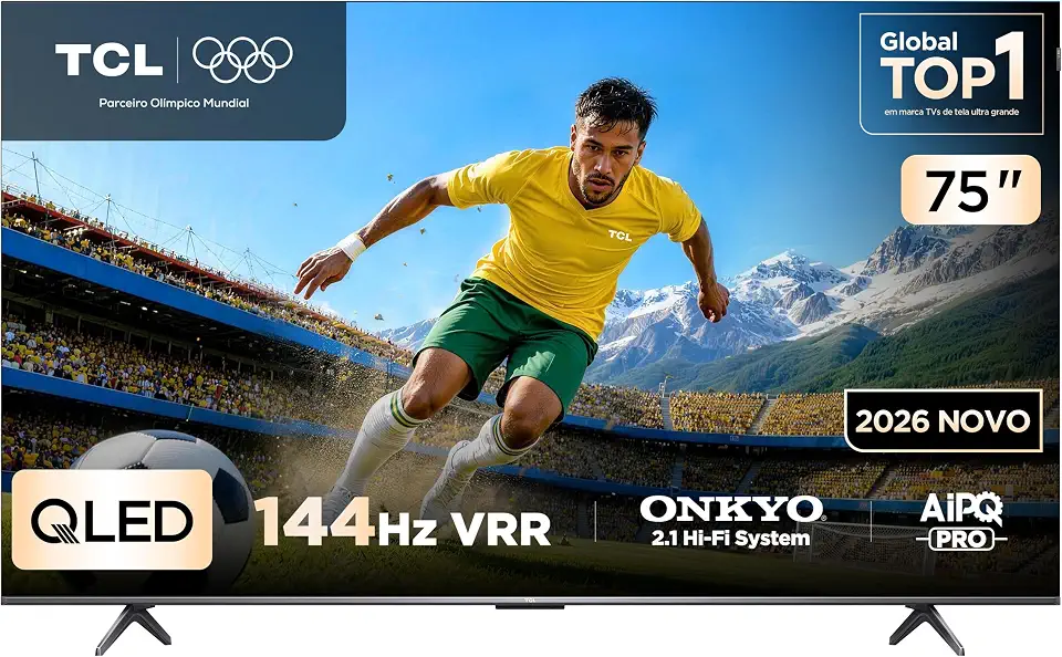 Smart TV TCL 75 Polegadas QLED 4K P8L WiFi Bluetooth Google TV HDR10+ 144 Hz VRR 75P8L