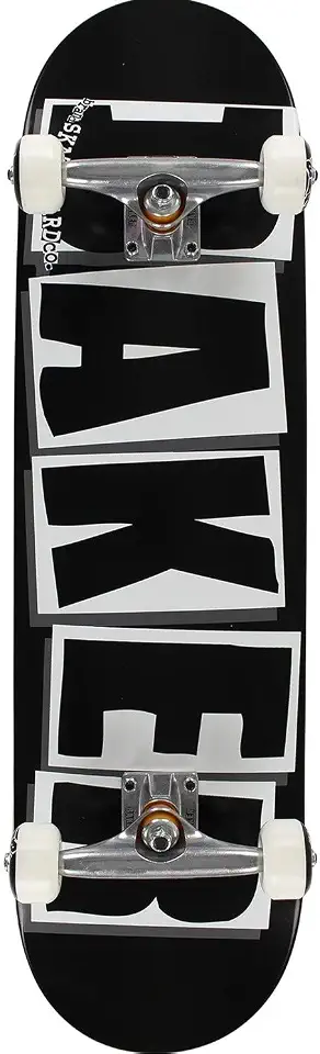 Skate com logotipo da marca Baker Complete BLK/WHT 8,5