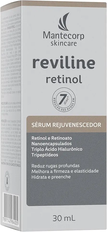 Mantecorp - Sérum Rejuvenescedor Reviline Retinol - Retinol e Retinoato Nanoencapsulados e Triplo Ácido Hialurônico - Renovação e Firmeza da Pele - 30ml