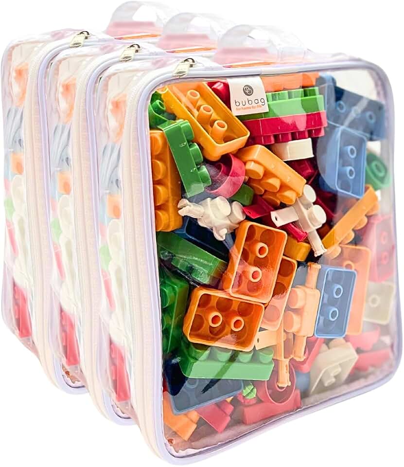 Kit 3 Necessaire Organizador Brinquedos Infantil de Plastico Transparente Blocos de montar C/Zíper - bubag