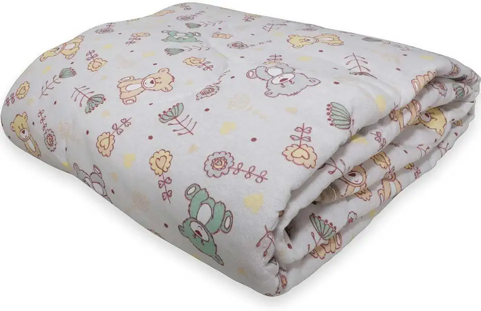 Edredom Para Berço Bebê Antialérgico Toque Macio 100% Algodão Baby Menino E Menina Infantil Divertido Dblun Decorações (Ursinho Feliz)