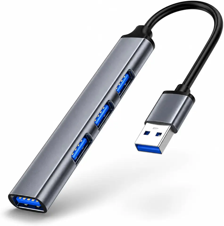 Hub USB 3.0 (4 Portas) Expansor até 5Gbps | Acabamento Alumínio | Ideal p/HD Externo, Pen Drive, Teclado, Mouse, PC, Notebook