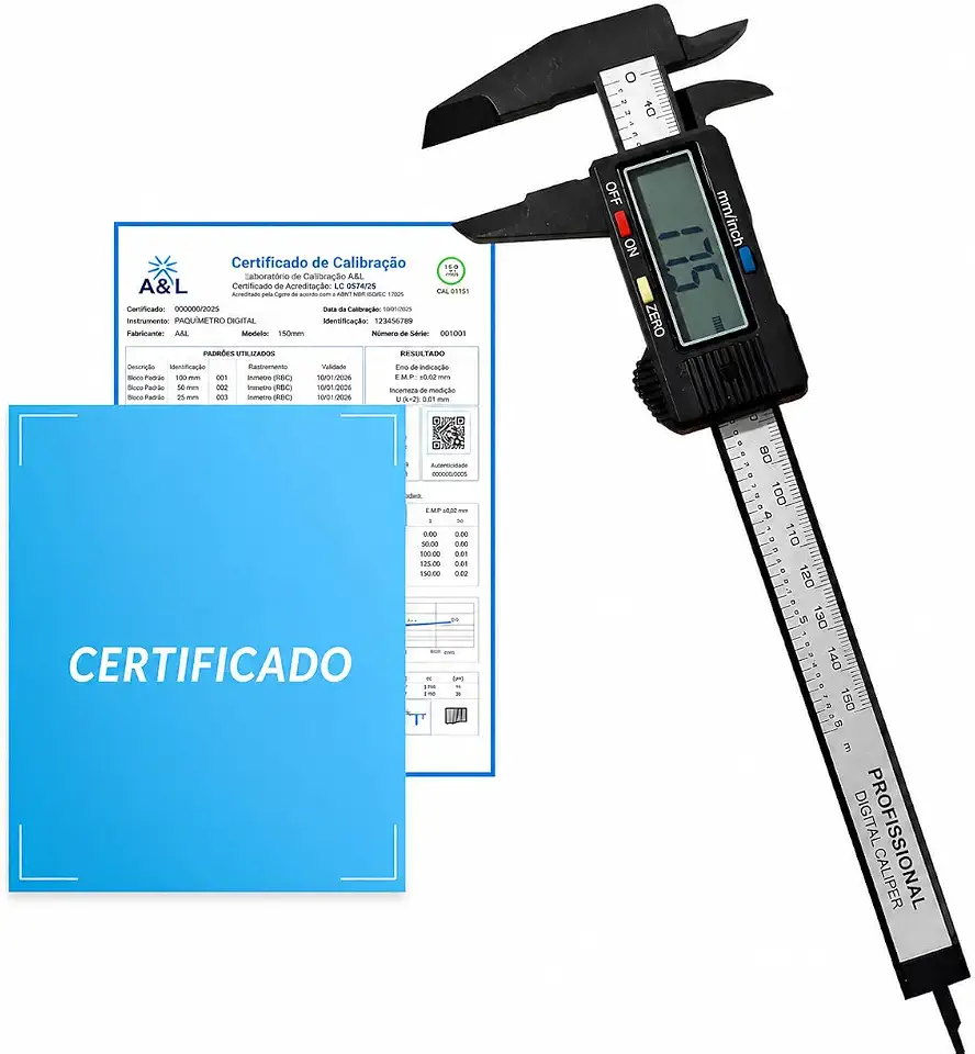 Paquímetro Digital 150mm Profissional | Alta Precisão 0,01mm | Medição Interna Externa e Profundidade | Display LCD | Manutenção em Geral