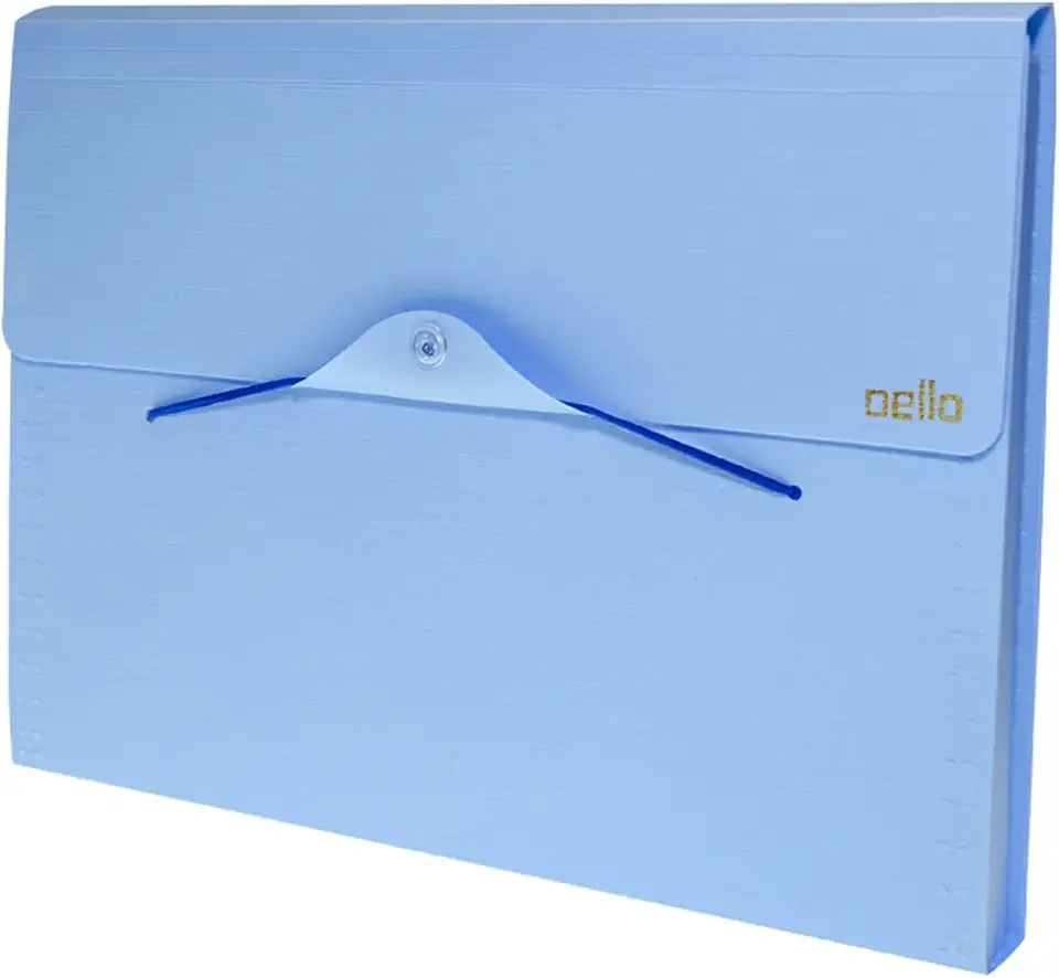 Pasta Sanfonada Plastica A4 12div.Linho Serena Az.Paste - 01 Unidade, Dello, 6096BP.0012, Azul