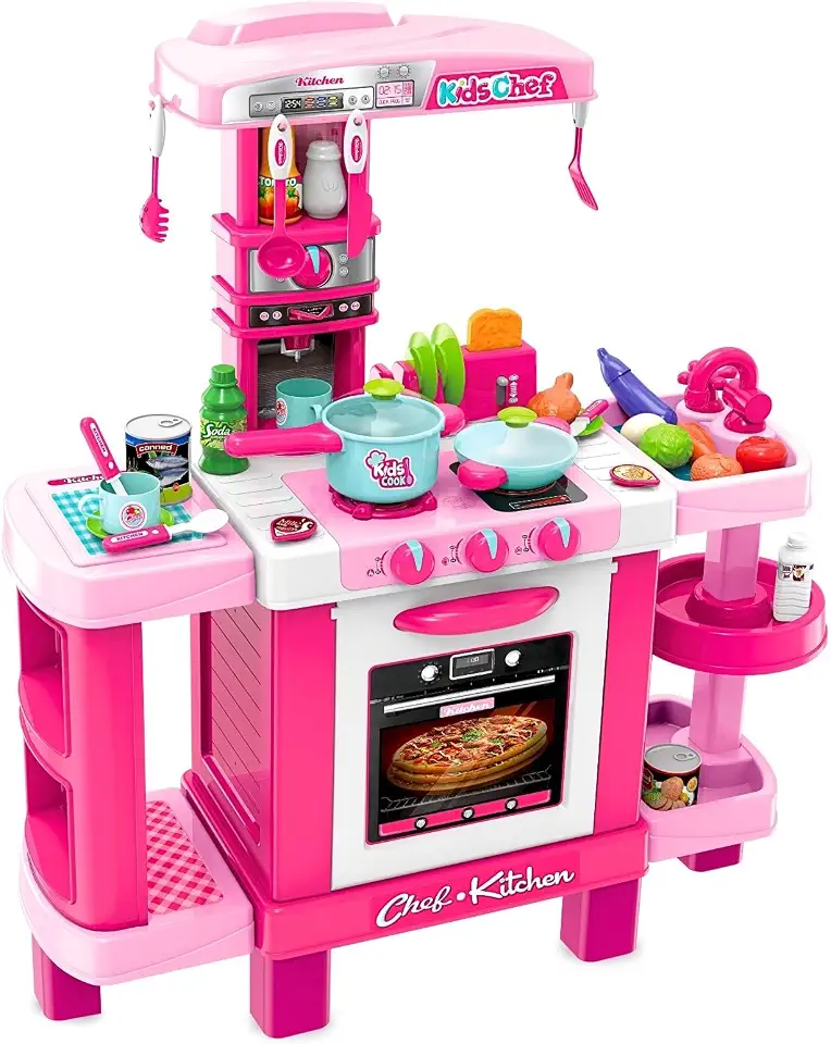 Cozinha Infantil Interativa com Som e Luz Kit Acessórios Completa Brinquedo Forno e Fogão