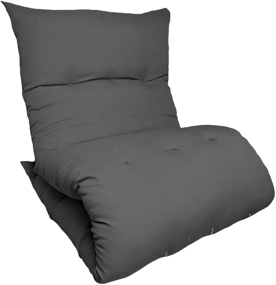 Colchonete Futon Dobrável 170x60cm Solteiro Multiuso 9cm Espessura Colchão Artesanal Sofá Cama Decorativo Acampamento Portátil(Cinza Chumbo)