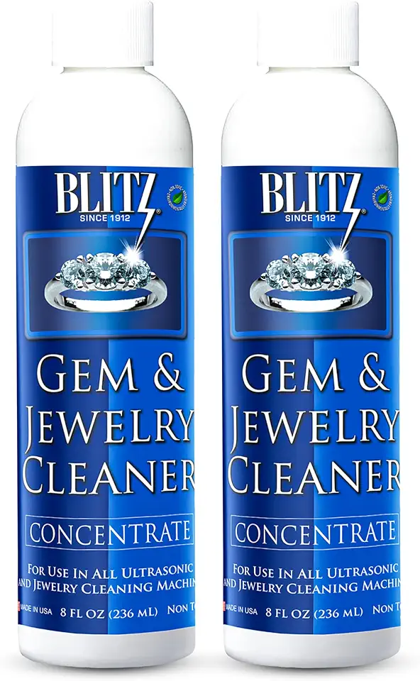 Blitz Líquido concentrado de limpeza de joias e joias para ouro, prata, platina limpa pedras não porosas, preciosas e semipreciosas, não tóxicas, não abrasivas, ecológicas, feitas nos EUA, 227 g
