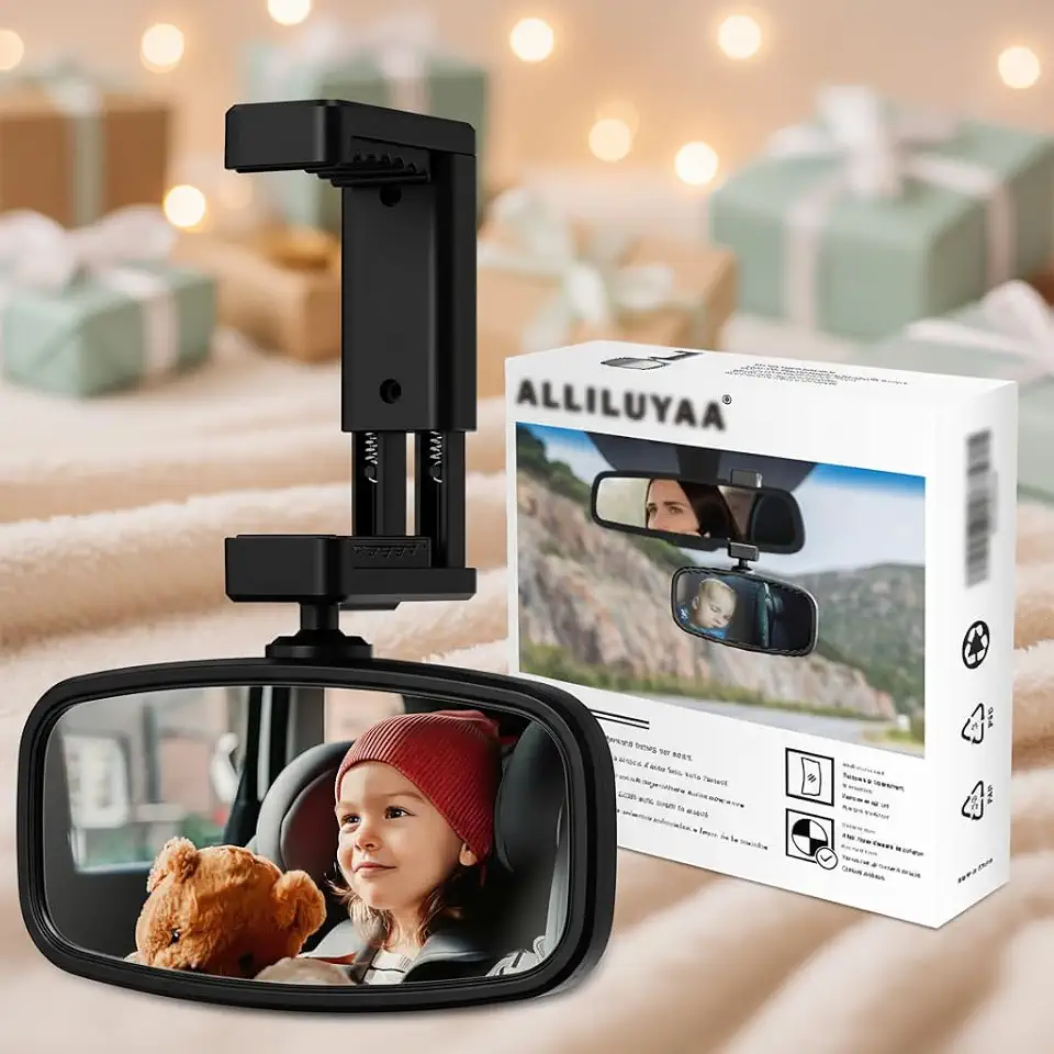 Espelho Retrovisor Bebê Carro 360°, Inquebrável para Banco Traseiro | Visão ampla, segurança ASTM inquebrável, instalação fácil sem ferramentas, para encostos de 14" a 22".