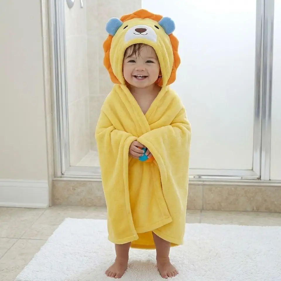 Manta Cobertor Toalha de Banho com Capuz para Bebê Criança Lorben Manto Bichinhos Fleece Macio - GT6327-E