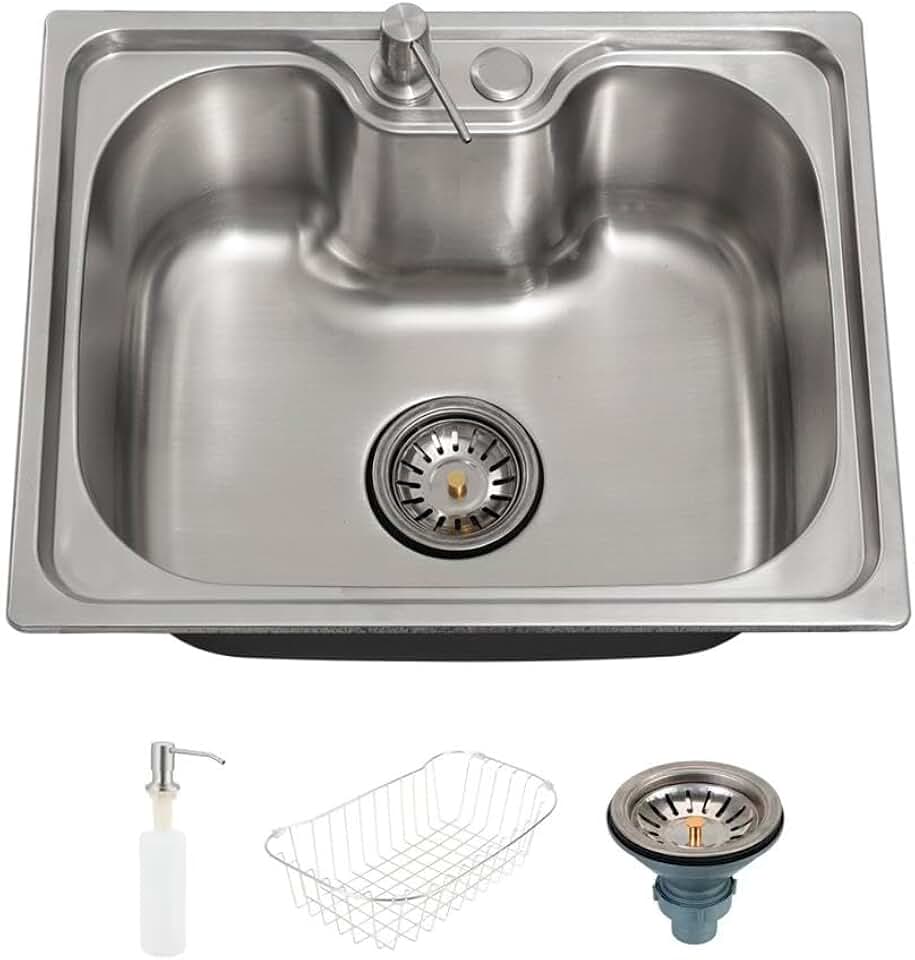Pingoo.Casa, Cuba Para Cozinha Com Acessórios, 40x50x13 cm, Gourmet, Com Borracha Anti-ruído, Aço Inox Escovado, Inclui Cesto Escorredor, Dosador De Detergente 300ml, Válvula De Escoamento