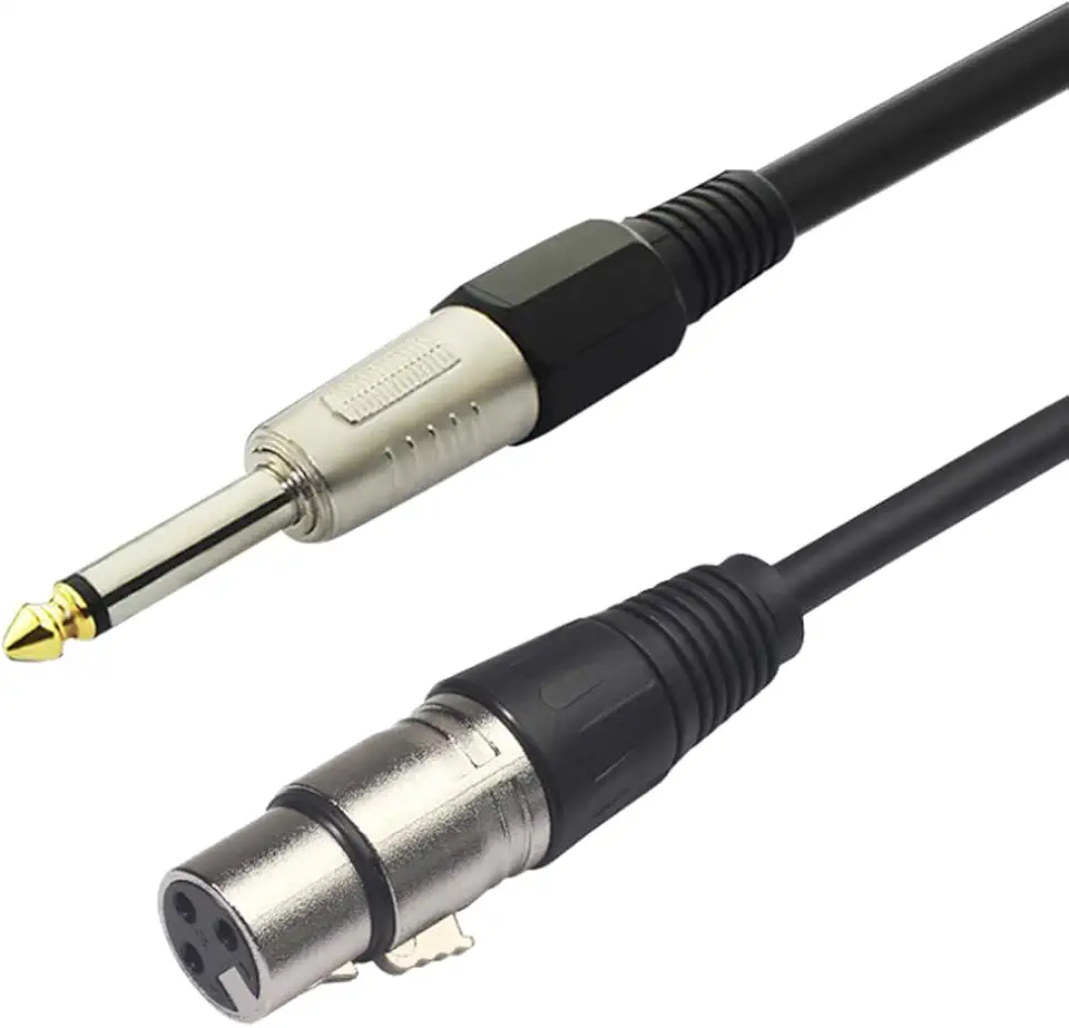 PluCable Cabo de audio P10 para XLR femea P10CANON30 Preto, Conexoes em metal, 3 Metros