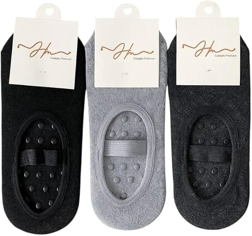 Kit Pares Meias Sapatilha Antiderrapante para Pilates e Yoga, Malha, Cores Sortidas e preta