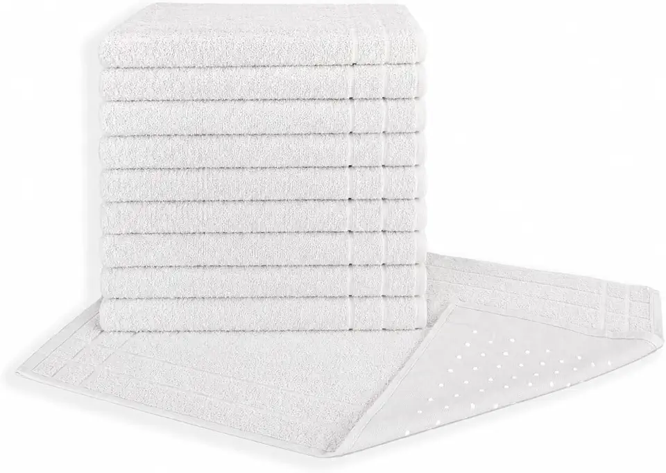 Kit 05 Tapetes para Banheiro Com Antiderrapante Grosso 550g/m² 45x70cm 100% Algodão - Branca