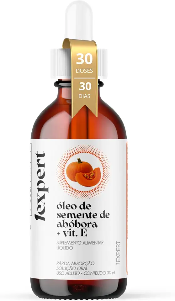 1EXPERT® - Óleo de Semente de Abóbora + Vitamina E 30 ml - Suplemento Alimentar em Gotas - Fórmula Líquida, Uso Adulto (19+), Qualidade 1EXPERT®