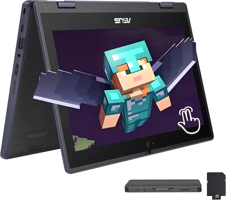 ASUS Laptop 2 em 1 com tela sensível ao toque HD de 11,6 polegadas para estudantes, Intel Celeron N100, gráficos UHD, 4 GB de RAM, 288 GB de armazenamento (SSD de 128 GB + conjunto de estação de