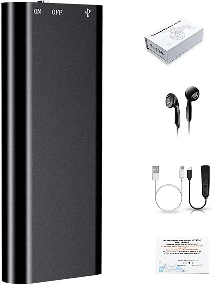 Genérico Mini Gravador Voz Som Digital Super Pequeno - Micro Embutido, 16GB, 96 Horas de Gravação, USB 2.0, 3 em 1 Mp3 Player, Ideal para Escritório, Estudos, Viagens e Gravações Pessoais