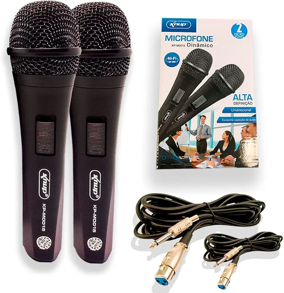 Microfone Com Fio Duplo Profissional Modelo KP-M0015