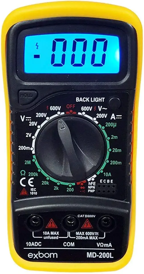 Multímetro Digital Profissional Portátil com Cabo Multi Teste Exbom MD-200L