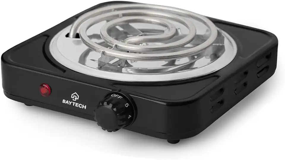 Fogareiro Elétrico Espiral 1 Boca 1000W Portátil BAYTECH (Preto, 220V)