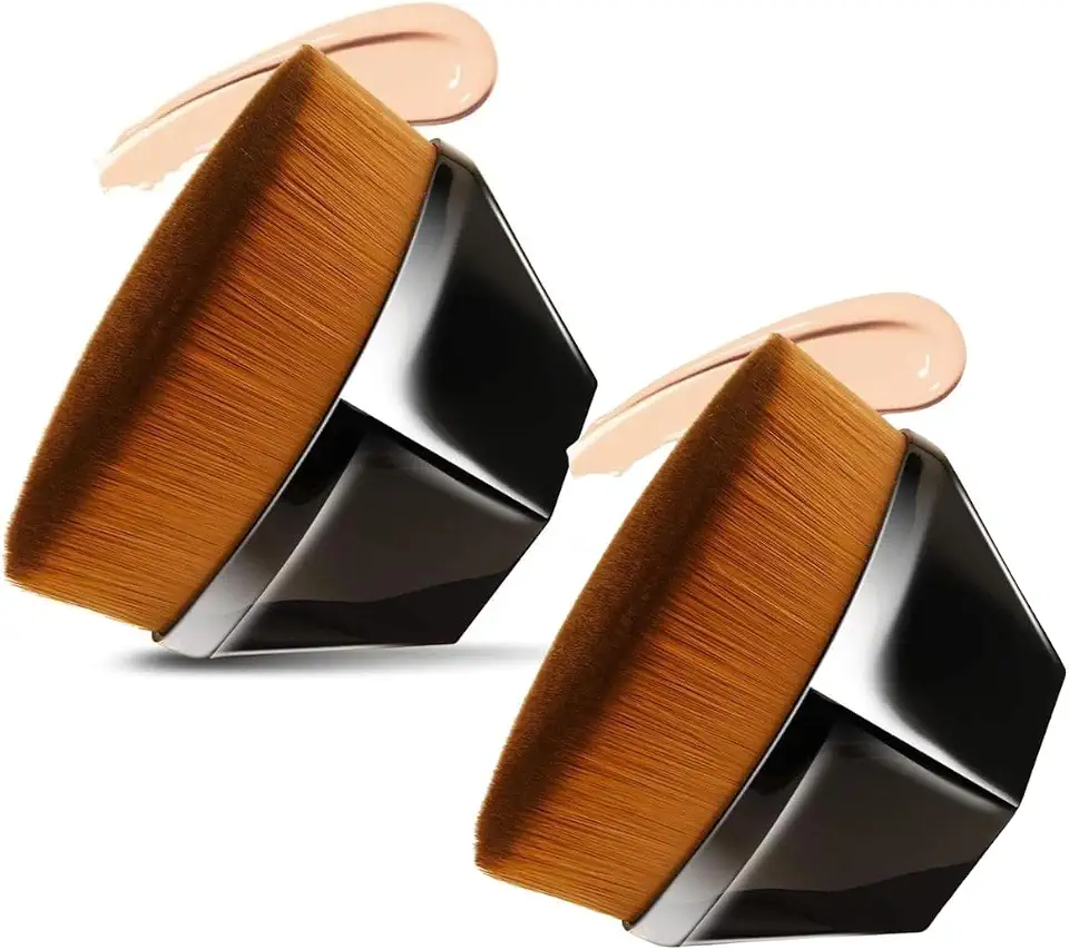 KIT 2 Pincel de Maquiagem Hexagonal para Base Perfeita, Aplicação Impecável e Suave, Mistura Sem Marcas de Produto, Ideal para Cosméticos Líquidos e Cremosos, O Pincel Flawless das Blogueiras e Influencers de TikTok - TYDA