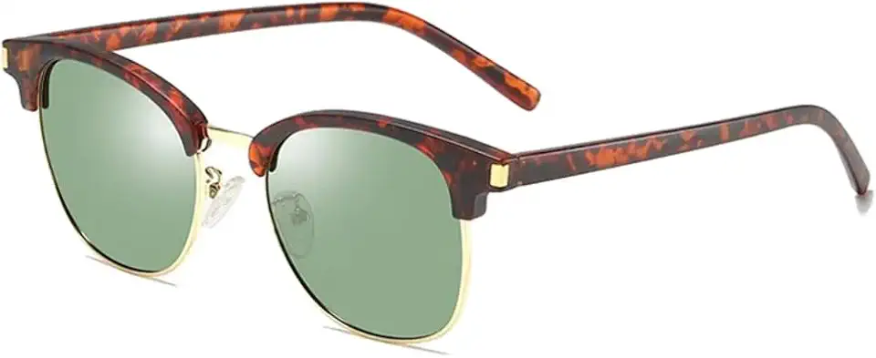 Óculos de Sol Polarizados de Meia Armação para Homens e Mulheres, Lentes Táticas para Dirigir, Estilo Retrô
