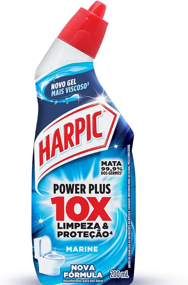 Desinfetante Sanitário Líquido Harpic Power Plus Desodorizador 200ml, Harpic, Preto