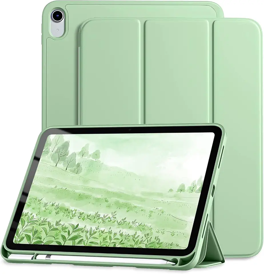 Capa Case PREMIUM Anti Impacto com função sleep e suporte para iPad 10 10.9" Com Compartimento Para Pencil Caneta Tampa Magnética (Verde Menta)