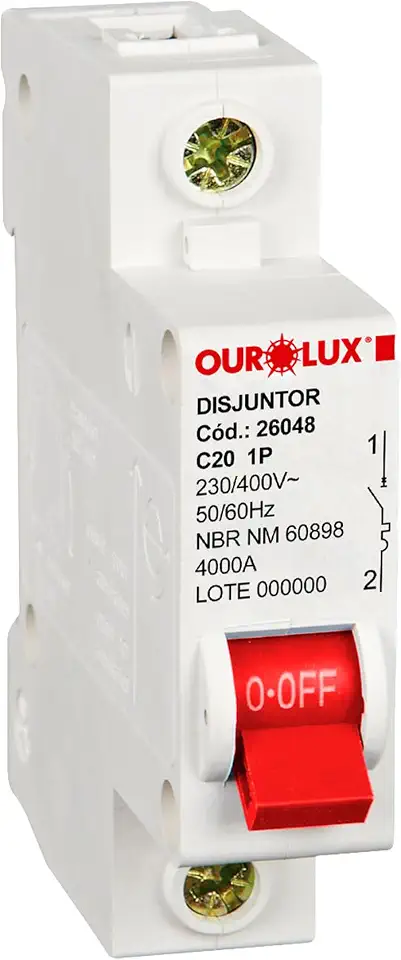 Disjuntor 20A 1P Curva C 4kA OUROLUX