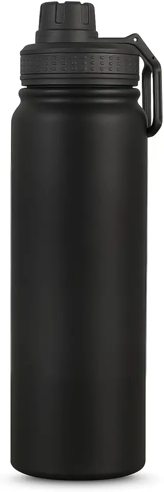 Garrafa Térmica 800ml de Inox, Parede Dupla, Isolamento a Vácuo, Bico Antivazamento, Com Alça, Mantém Quente e Gelado (Preta)