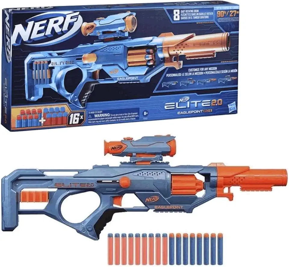 Nerf, Lançador de Dardos, Elite 2.0, Eagle Point RD-8 - Mira Removível