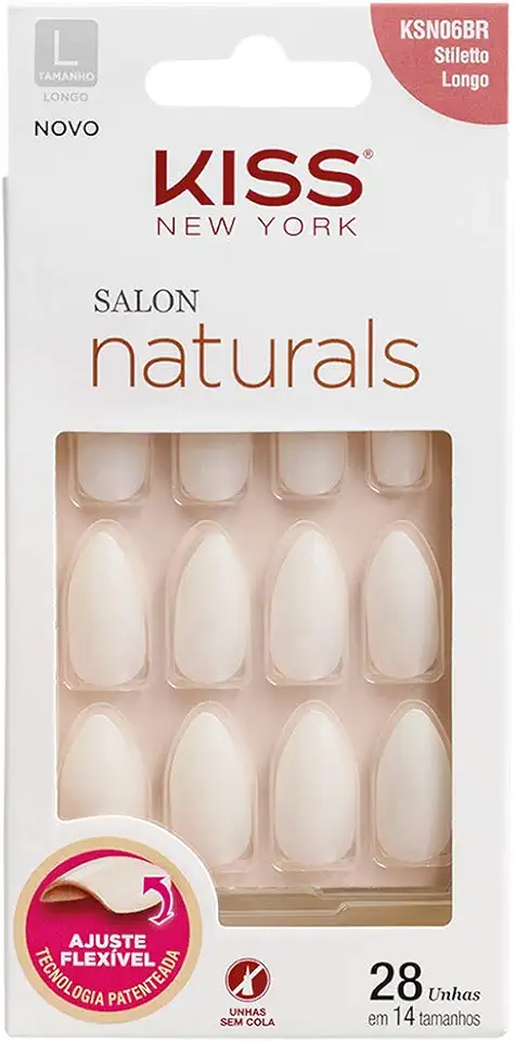 Kiss New York Unha Salon Natural Longo Stiletto