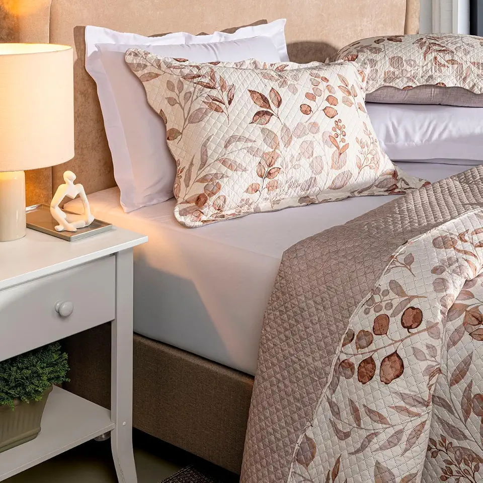 Kit Cobre Leito Colcha Boutis 3 Peças Matelassado Dupla Face Nano Printing (Ingrid Fendi, Casal)